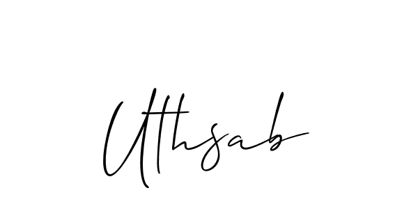 Use a signature maker to create a handwritten signature online. With this signature software, you can design (Allison_Script) your own signature for name Uthsab. Uthsab signature style 2 images and pictures png