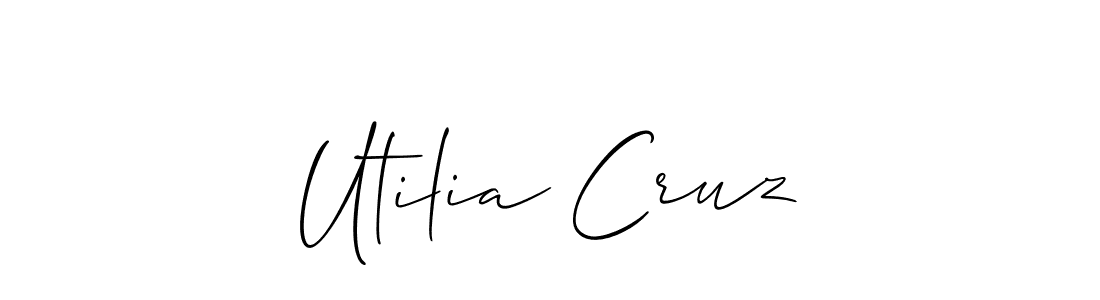 The best way (Allison_Script) to make a short signature is to pick only two or three words in your name. The name Utilia Cruz include a total of six letters. For converting this name. Utilia Cruz signature style 2 images and pictures png