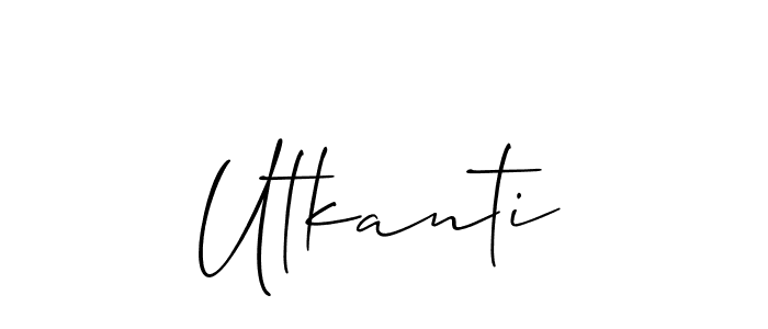 The best way (Allison_Script) to make a short signature is to pick only two or three words in your name. The name Utkanti include a total of six letters. For converting this name. Utkanti signature style 2 images and pictures png