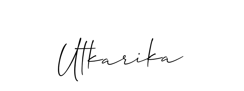 Also You can easily find your signature by using the search form. We will create Utkarika name handwritten signature images for you free of cost using Allison_Script sign style. Utkarika signature style 2 images and pictures png