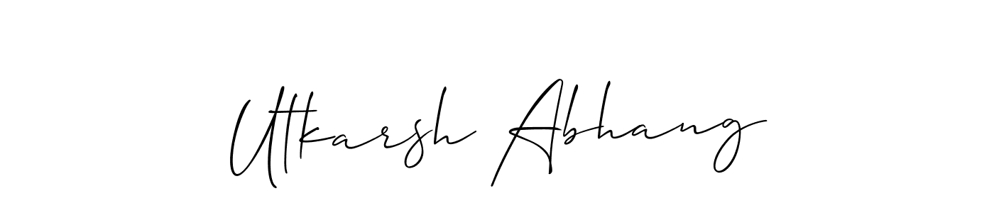 The best way (Allison_Script) to make a short signature is to pick only two or three words in your name. The name Utkarsh Abhang include a total of six letters. For converting this name. Utkarsh Abhang signature style 2 images and pictures png