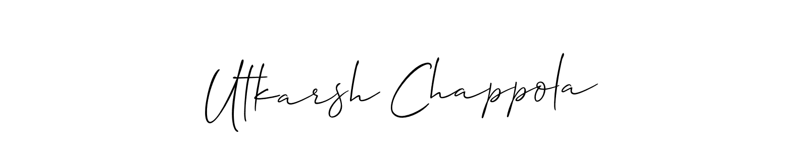 Make a beautiful signature design for name Utkarsh Chappola. With this signature (Allison_Script) style, you can create a handwritten signature for free. Utkarsh Chappola signature style 2 images and pictures png