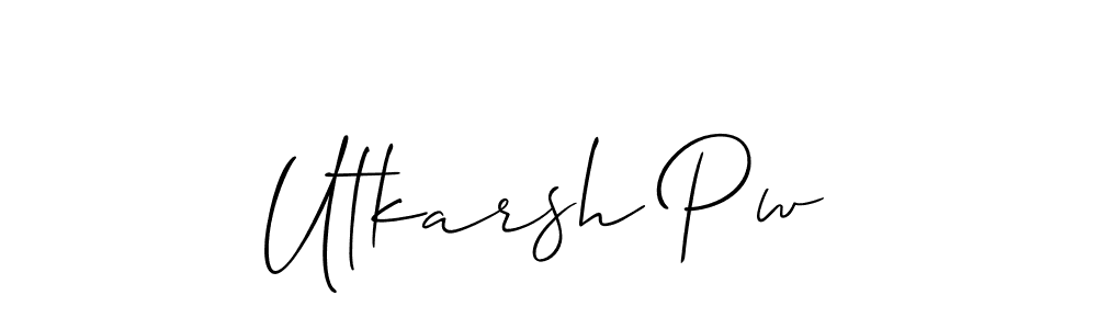 if you are searching for the best signature style for your name Utkarsh Pw. so please give up your signature search. here we have designed multiple signature styles  using Allison_Script. Utkarsh Pw signature style 2 images and pictures png