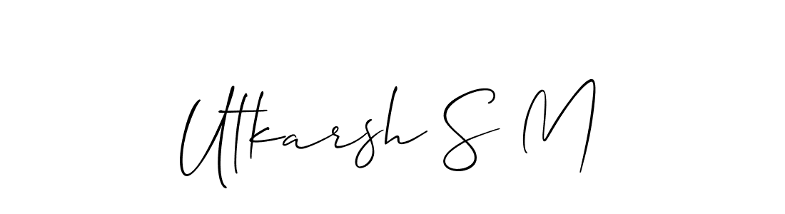 How to make Utkarsh S M name signature. Use Allison_Script style for creating short signs online. This is the latest handwritten sign. Utkarsh S M signature style 2 images and pictures png