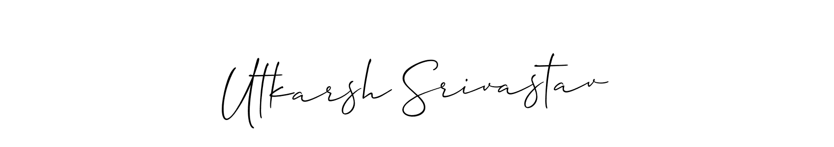if you are searching for the best signature style for your name Utkarsh Srivastav. so please give up your signature search. here we have designed multiple signature styles  using Allison_Script. Utkarsh Srivastav signature style 2 images and pictures png