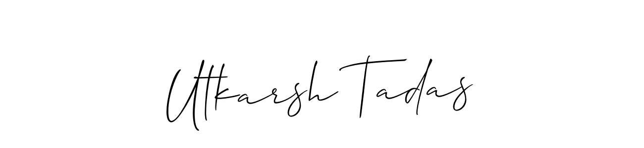 The best way (Allison_Script) to make a short signature is to pick only two or three words in your name. The name Utkarsh Tadas include a total of six letters. For converting this name. Utkarsh Tadas signature style 2 images and pictures png