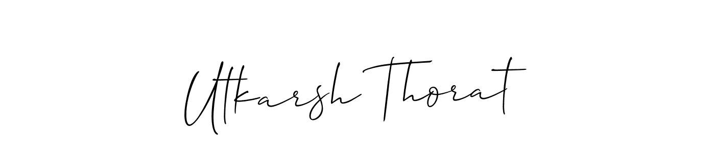 if you are searching for the best signature style for your name Utkarsh Thorat. so please give up your signature search. here we have designed multiple signature styles  using Allison_Script. Utkarsh Thorat signature style 2 images and pictures png