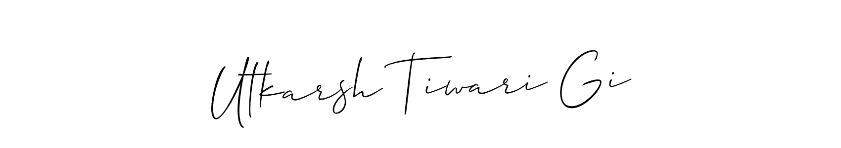 Make a beautiful signature design for name Utkarsh Tiwari Gi. With this signature (Allison_Script) style, you can create a handwritten signature for free. Utkarsh Tiwari Gi signature style 2 images and pictures png