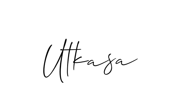 Allison_Script is a professional signature style that is perfect for those who want to add a touch of class to their signature. It is also a great choice for those who want to make their signature more unique. Get Utkasa name to fancy signature for free. Utkasa signature style 2 images and pictures png