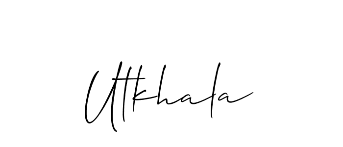 How to Draw Utkhala signature style? Allison_Script is a latest design signature styles for name Utkhala. Utkhala signature style 2 images and pictures png