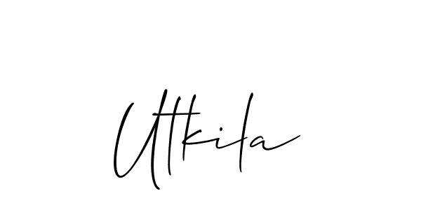 It looks lik you need a new signature style for name Utkila. Design unique handwritten (Allison_Script) signature with our free signature maker in just a few clicks. Utkila signature style 2 images and pictures png