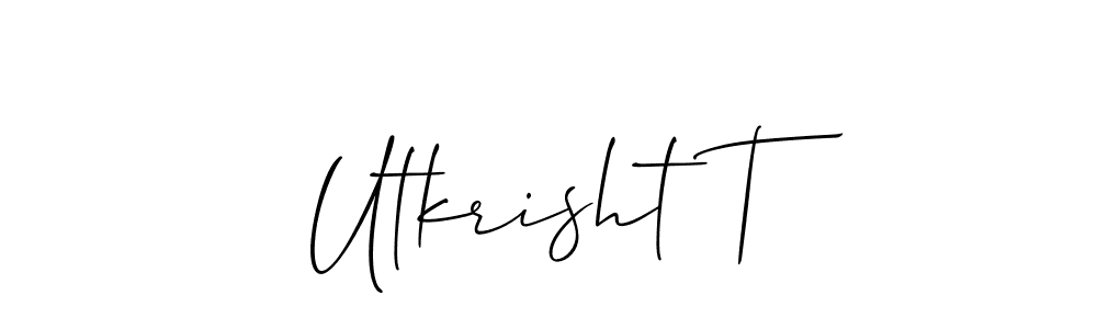 Also You can easily find your signature by using the search form. We will create Utkrisht T name handwritten signature images for you free of cost using Allison_Script sign style. Utkrisht T signature style 2 images and pictures png