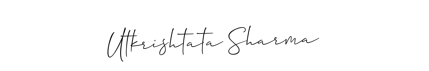 if you are searching for the best signature style for your name Utkrishtata Sharma. so please give up your signature search. here we have designed multiple signature styles  using Allison_Script. Utkrishtata Sharma signature style 2 images and pictures png