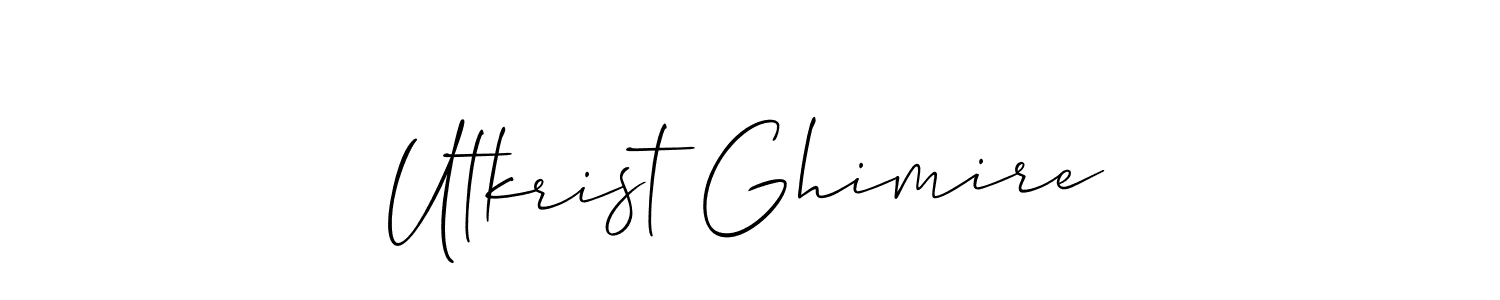 The best way (Allison_Script) to make a short signature is to pick only two or three words in your name. The name Utkrist Ghimire include a total of six letters. For converting this name. Utkrist Ghimire signature style 2 images and pictures png