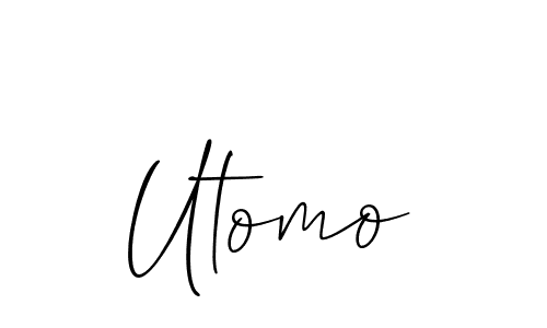 Use a signature maker to create a handwritten signature online. With this signature software, you can design (Allison_Script) your own signature for name Utomo. Utomo signature style 2 images and pictures png