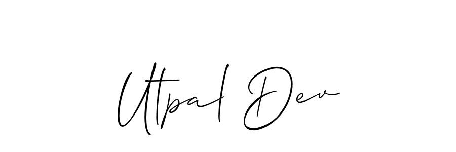 Make a beautiful signature design for name Utpal Dev. With this signature (Allison_Script) style, you can create a handwritten signature for free. Utpal Dev signature style 2 images and pictures png