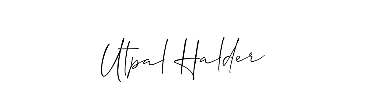 How to Draw Utpal Halder signature style? Allison_Script is a latest design signature styles for name Utpal Halder. Utpal Halder signature style 2 images and pictures png