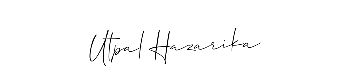 Also You can easily find your signature by using the search form. We will create Utpal Hazarika name handwritten signature images for you free of cost using Allison_Script sign style. Utpal Hazarika signature style 2 images and pictures png
