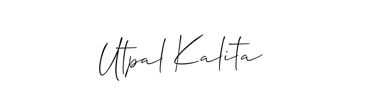 How to Draw Utpal Kalita signature style? Allison_Script is a latest design signature styles for name Utpal Kalita. Utpal Kalita signature style 2 images and pictures png