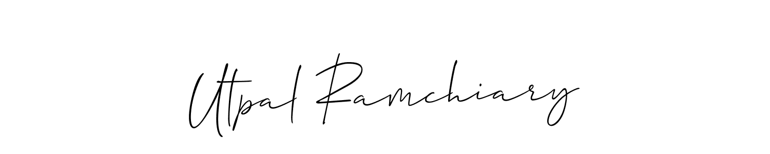 How to make Utpal Ramchiary name signature. Use Allison_Script style for creating short signs online. This is the latest handwritten sign. Utpal Ramchiary signature style 2 images and pictures png