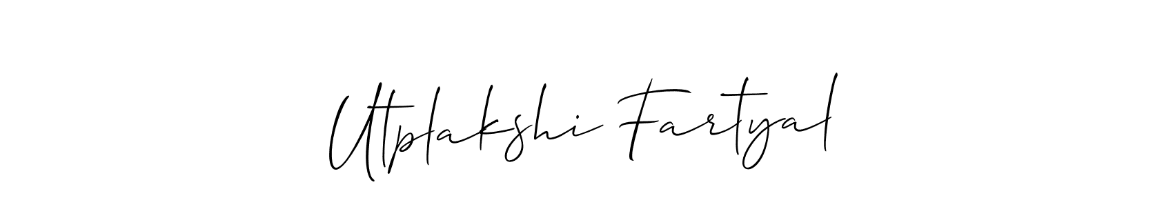 Also You can easily find your signature by using the search form. We will create Utplakshi Fartyal name handwritten signature images for you free of cost using Allison_Script sign style. Utplakshi Fartyal signature style 2 images and pictures png