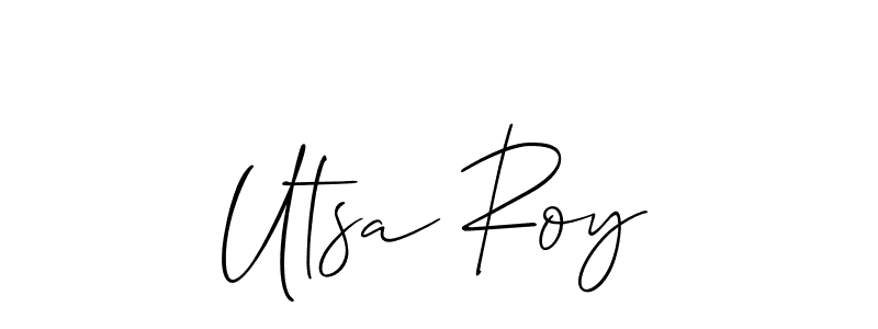 How to make Utsa Roy name signature. Use Allison_Script style for creating short signs online. This is the latest handwritten sign. Utsa Roy signature style 2 images and pictures png