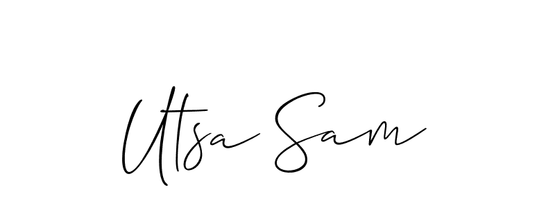 Similarly Allison_Script is the best handwritten signature design. Signature creator online .You can use it as an online autograph creator for name Utsa Sam. Utsa Sam signature style 2 images and pictures png