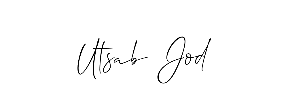 The best way (Allison_Script) to make a short signature is to pick only two or three words in your name. The name Utsab  Jod include a total of six letters. For converting this name. Utsab  Jod signature style 2 images and pictures png