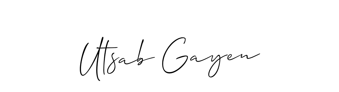 Also You can easily find your signature by using the search form. We will create Utsab Gayen name handwritten signature images for you free of cost using Allison_Script sign style. Utsab Gayen signature style 2 images and pictures png