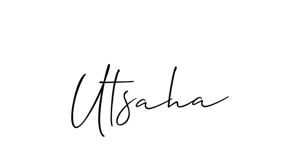 Make a beautiful signature design for name Utsaha. With this signature (Allison_Script) style, you can create a handwritten signature for free. Utsaha signature style 2 images and pictures png