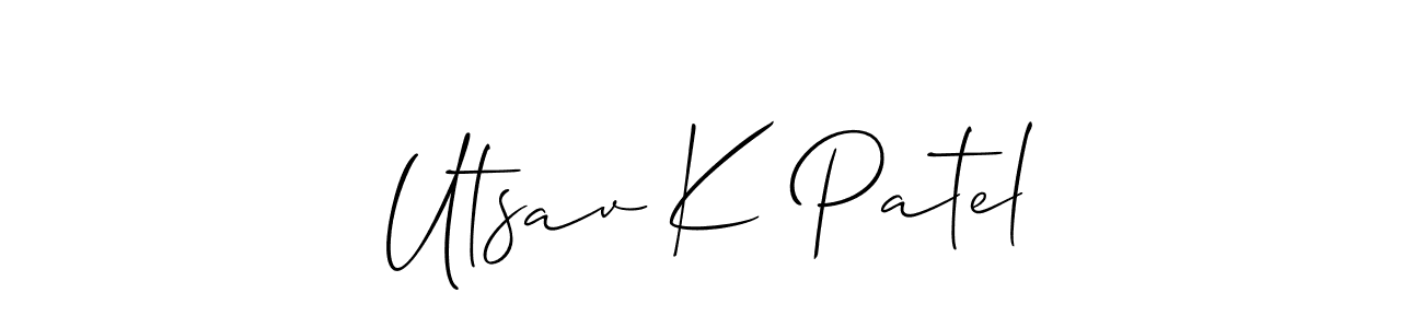 How to make Utsav K Patel name signature. Use Allison_Script style for creating short signs online. This is the latest handwritten sign. Utsav K Patel signature style 2 images and pictures png