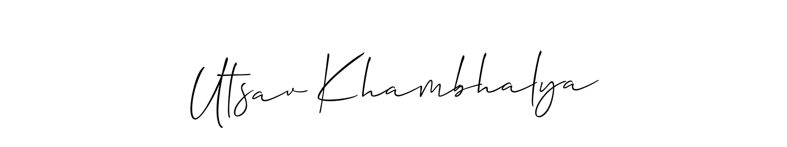 Use a signature maker to create a handwritten signature online. With this signature software, you can design (Allison_Script) your own signature for name Utsav Khambhalya. Utsav Khambhalya signature style 2 images and pictures png