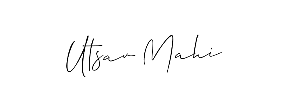 Also You can easily find your signature by using the search form. We will create Utsav Mahi name handwritten signature images for you free of cost using Allison_Script sign style. Utsav Mahi signature style 2 images and pictures png