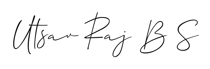 A modern signature idea for name Utsav Raj B S using Allison_Script font. Clean strokes and elegant curves make it stand out instantly. Utsav Raj B S signature style 2 images and pictures png