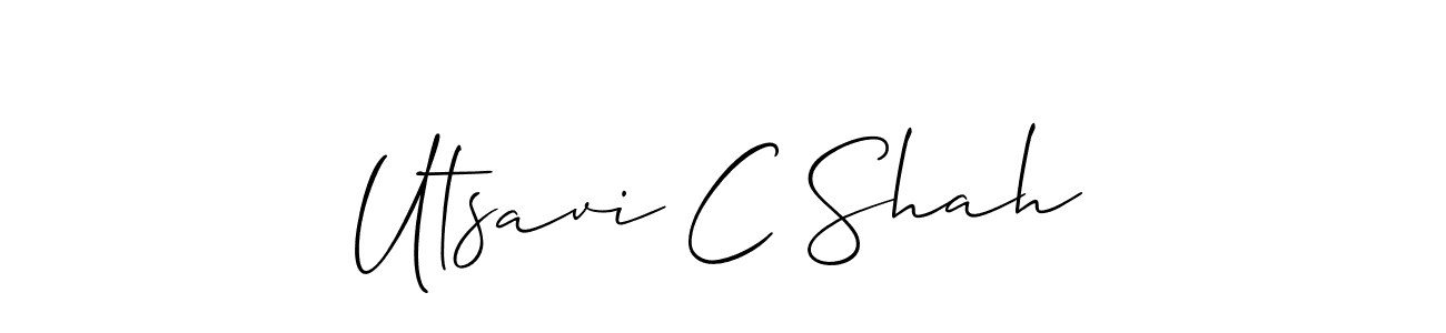 You should practise on your own different ways (Allison_Script) to write your name (Utsavi C Shah) in signature. don't let someone else do it for you. Utsavi C Shah signature style 2 images and pictures png