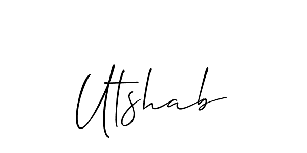 if you are searching for the best signature style for your name Utshab. so please give up your signature search. here we have designed multiple signature styles  using Allison_Script. Utshab signature style 2 images and pictures png