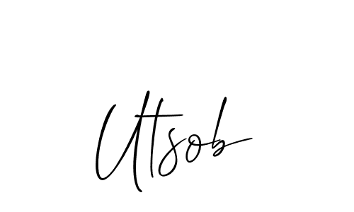 How to Draw Utsob signature style? Allison_Script is a latest design signature styles for name Utsob. Utsob signature style 2 images and pictures png