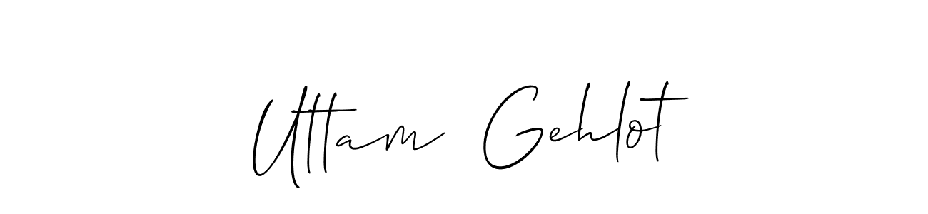 You should practise on your own different ways (Allison_Script) to write your name (Uttam  Gehlot) in signature. don't let someone else do it for you. Uttam  Gehlot signature style 2 images and pictures png