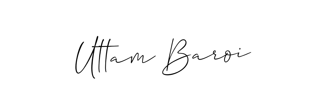 The best way (Allison_Script) to make a short signature is to pick only two or three words in your name. The name Uttam Baroi include a total of six letters. For converting this name. Uttam Baroi signature style 2 images and pictures png