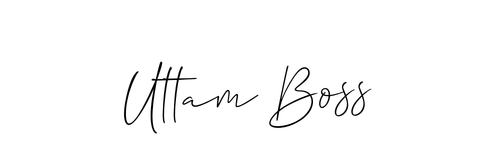 The best way (Allison_Script) to make a short signature is to pick only two or three words in your name. The name Uttam Boss include a total of six letters. For converting this name. Uttam Boss signature style 2 images and pictures png