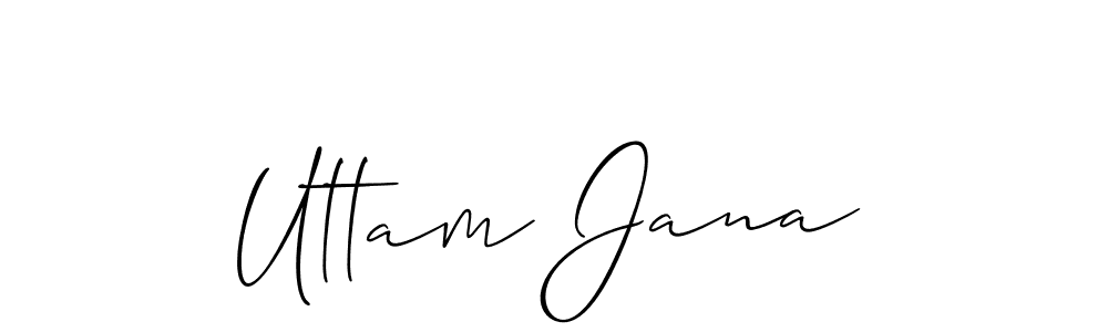 The best way (Allison_Script) to make a short signature is to pick only two or three words in your name. The name Uttam Jana include a total of six letters. For converting this name. Uttam Jana signature style 2 images and pictures png