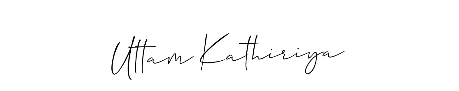 if you are searching for the best signature style for your name Uttam Kathiriya. so please give up your signature search. here we have designed multiple signature styles  using Allison_Script. Uttam Kathiriya signature style 2 images and pictures png