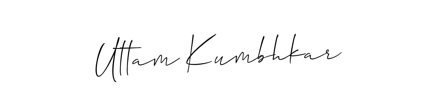 The best way (Allison_Script) to make a short signature is to pick only two or three words in your name. The name Uttam Kumbhkar include a total of six letters. For converting this name. Uttam Kumbhkar signature style 2 images and pictures png
