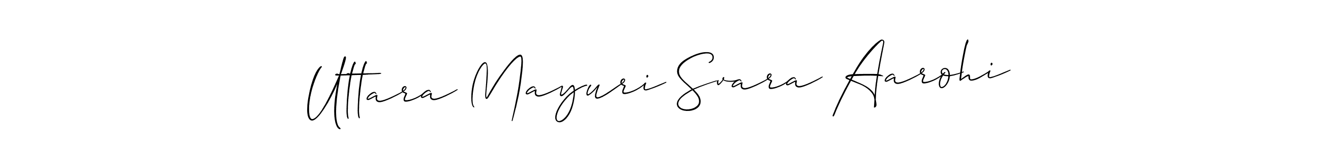 How to Draw Uttara Mayuri Svara Aarohi signature style? Allison_Script is a latest design signature styles for name Uttara Mayuri Svara Aarohi. Uttara Mayuri Svara Aarohi signature style 2 images and pictures png