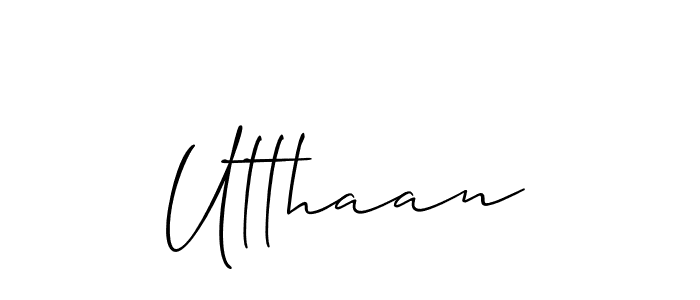 if you are searching for the best signature style for your name Utthaan. so please give up your signature search. here we have designed multiple signature styles  using Allison_Script. Utthaan signature style 2 images and pictures png