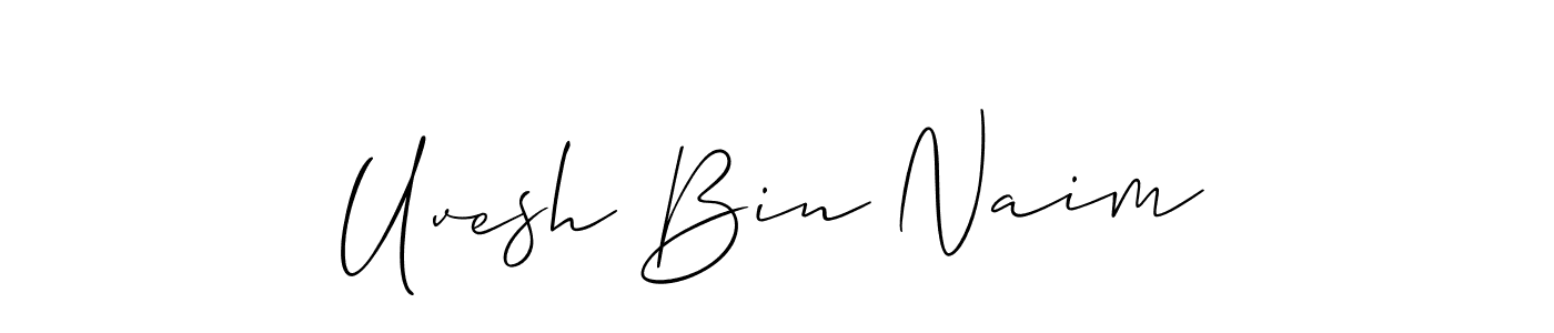 This is the best signature style for the Uvesh Bin Naim name. Also you like these signature font (Allison_Script). Mix name signature. Uvesh Bin Naim signature style 2 images and pictures png