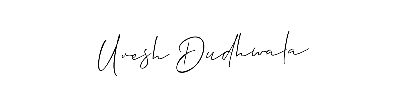 Also You can easily find your signature by using the search form. We will create Uvesh Dudhwala name handwritten signature images for you free of cost using Allison_Script sign style. Uvesh Dudhwala signature style 2 images and pictures png