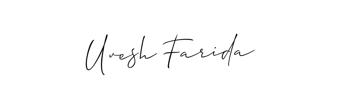 if you are searching for the best signature style for your name Uvesh Farida. so please give up your signature search. here we have designed multiple signature styles  using Allison_Script. Uvesh Farida signature style 2 images and pictures png