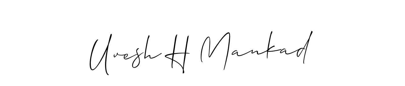 Similarly Allison_Script is the best handwritten signature design. Signature creator online .You can use it as an online autograph creator for name Uvesh H Mankad. Uvesh H Mankad signature style 2 images and pictures png