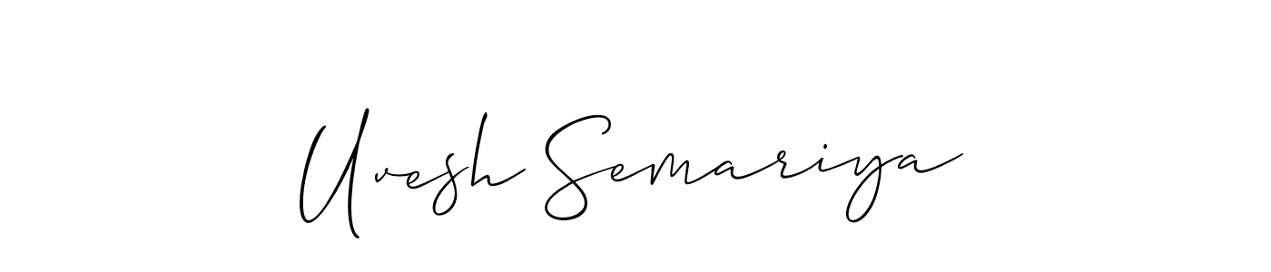 Similarly Allison_Script is the best handwritten signature design. Signature creator online .You can use it as an online autograph creator for name Uvesh Semariya. Uvesh Semariya signature style 2 images and pictures png